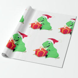 Presente DINOSSAUR DE NATAL COM Papel de Papai Noel