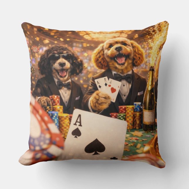 Presente Divertido de Cockapoo | Almofada de Poker (Frente)