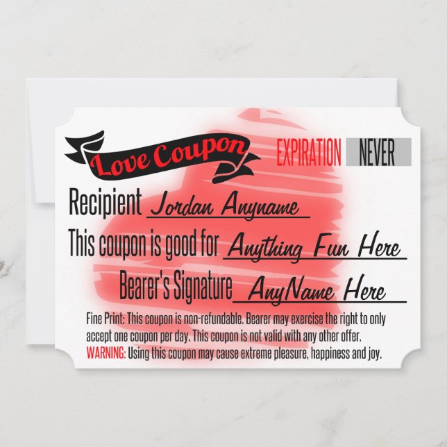 Presente do cupom de amor de vazio (Frente)