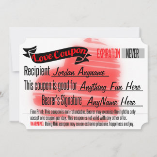 Presente do cupom de amor de vazio