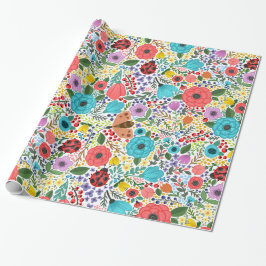 Presente Doce e Colorida Ditsy Floral | Papel de enrolament
