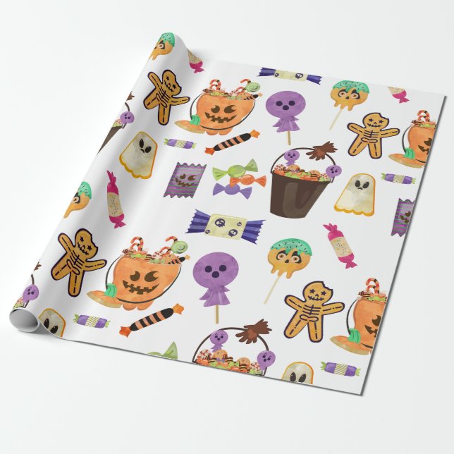 Presente Doces papel de moldagem de Halloween (Desenrolado)