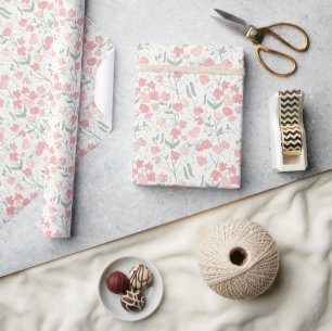 Presente Doces Pea PInk e Cream Papel Floral de Moldagem