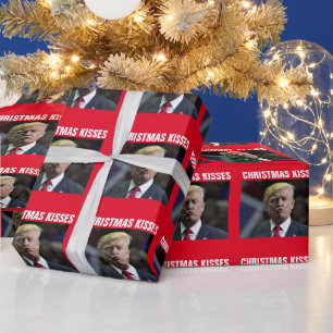 PRESENTE DONALD TRUMP CHRISTMAS KISSES BEIJA PAPEL DE EMBAL