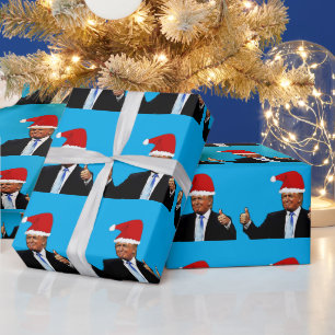 PRESENTE DONALD TRUMP VESTINDO PAPEL DE EMBALAGEM SANTA HAT