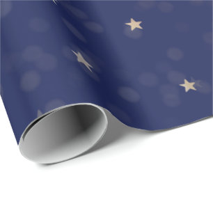 Presente Douradas estrelas e pontos no papel de enrolamento