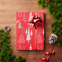 Presente Dourado em Papel de Embalagem de Árvores de Natal