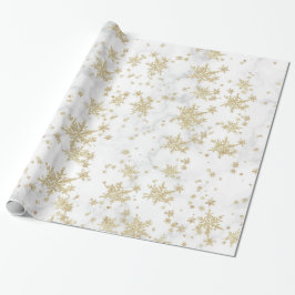 Presente Dourado Flocos de Neve Papel Branco de Molho de Má