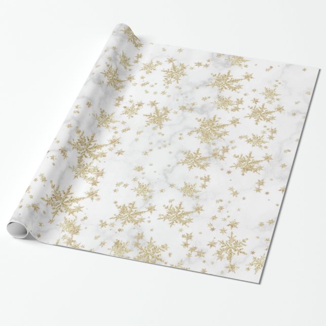 Presente Dourado Flocos de Neve Papel Branco de Molho de Má (Desenrolado)