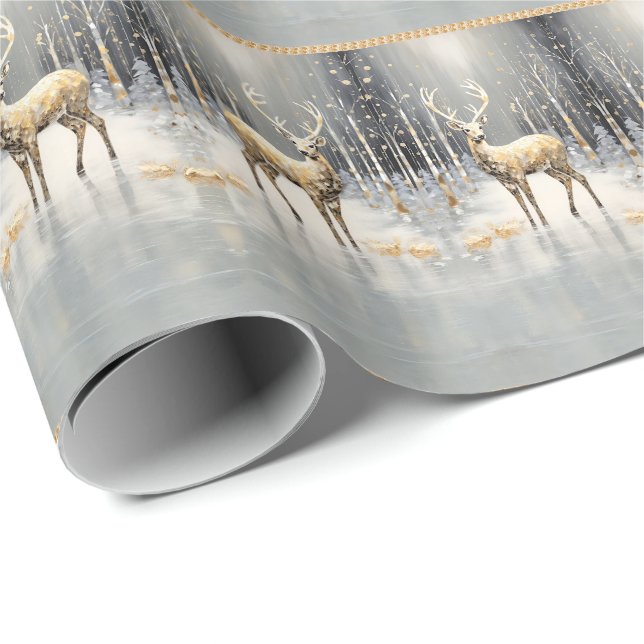 Presente Dourado papel de moldagem de férias de Reindeer de (Ponta do rolo)