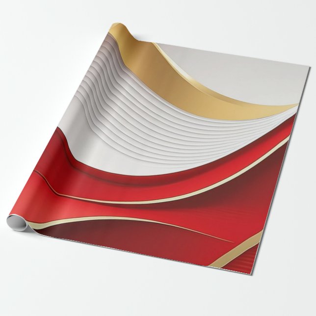 Presente Dourado papel de moldagem de padrão ondulado branc (Desenrolado)