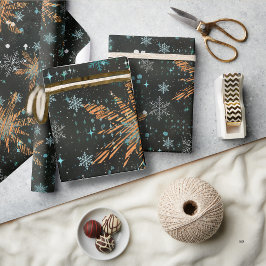 Presente Dourado Teal Snowflake Papel de enrolamento de Nat