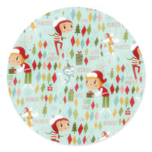 Presente e adesivos para cartões de Natal retrógra