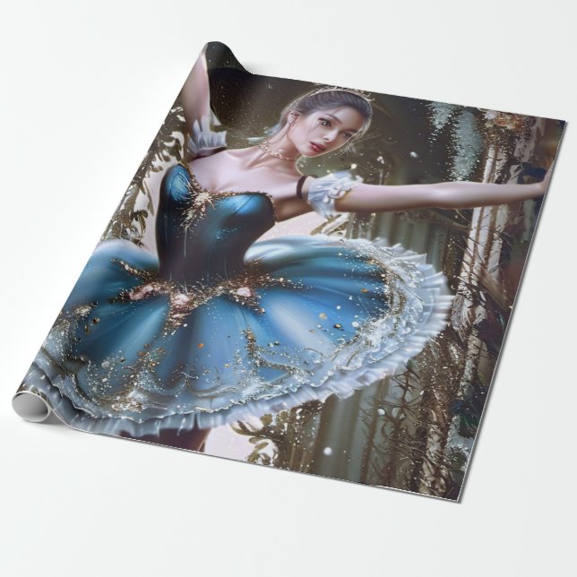 Presente Elegante Ballerina Design Birthday - Papel de embr (Desenrolado)