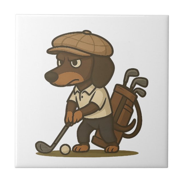 Presente Engraçado de Golfe � Dachshund no Tee (Frente)