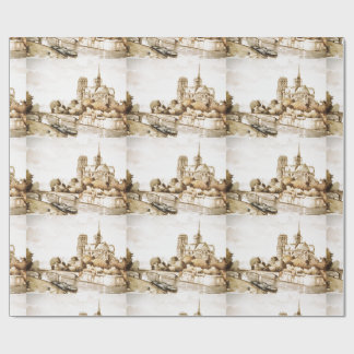 Presente Envolva o papel com de "imagem da catedral Notre