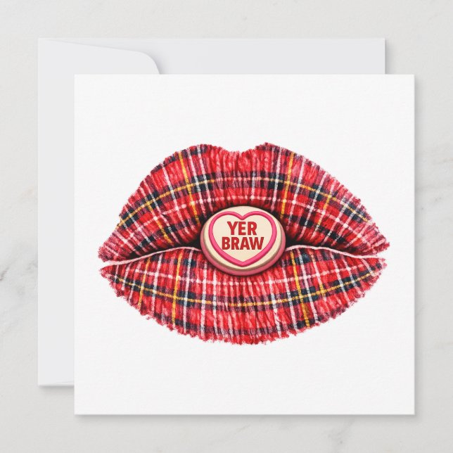 Presente Escocês Tartan Lábios Amor Pop Art (Frente)