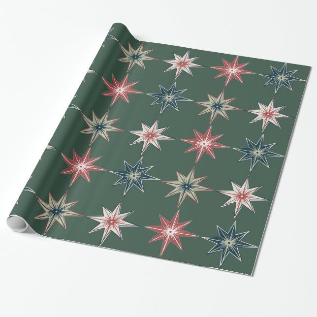 Presente Estrelas Cintilantes Desenhadas à Mão - Papel de E (Desenrolado)