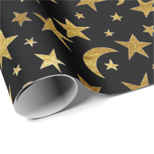 Presente Estrelas de Ouro Elegantes e papel de ondulação