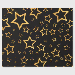Presente Estrelas Douradas Metálicas Elegantes em Papel de