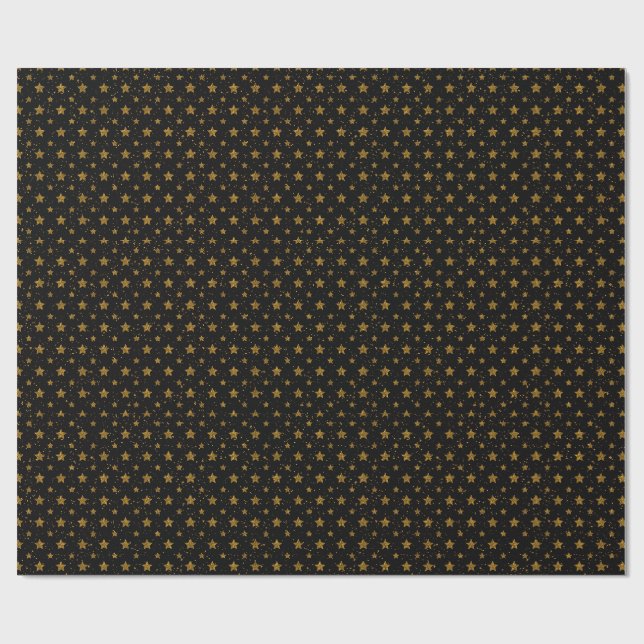Presente Estrelas Metálicas Douradas Elegantes em Papel de  (Aberto)