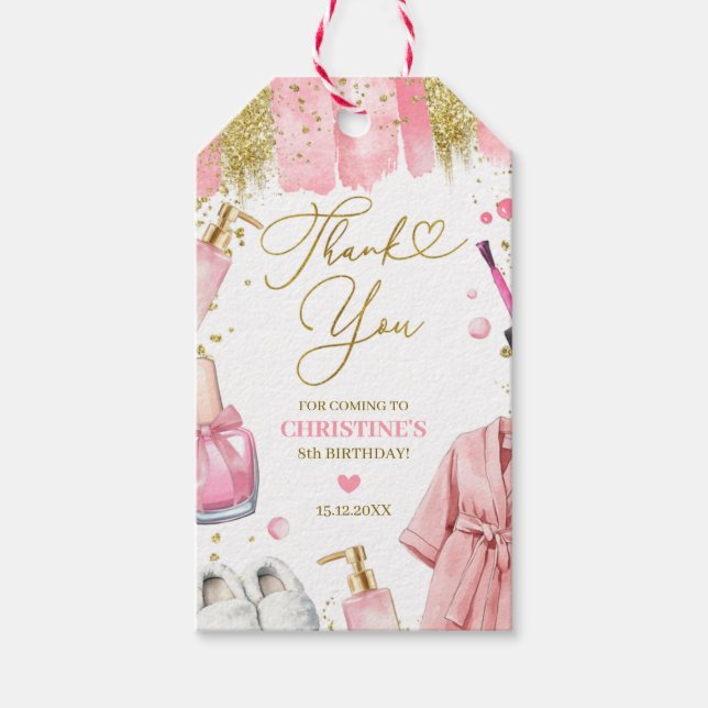 Presente Etiqueta de agradecimento da Festa de Spa para Men (Frente)