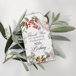 Presente Etiqueta de agradecimento floral elegante para 80º
