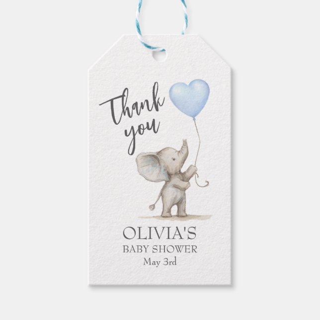 Presente Etiqueta de Agradecimento para Chá de Bebê do Elef (Frente)