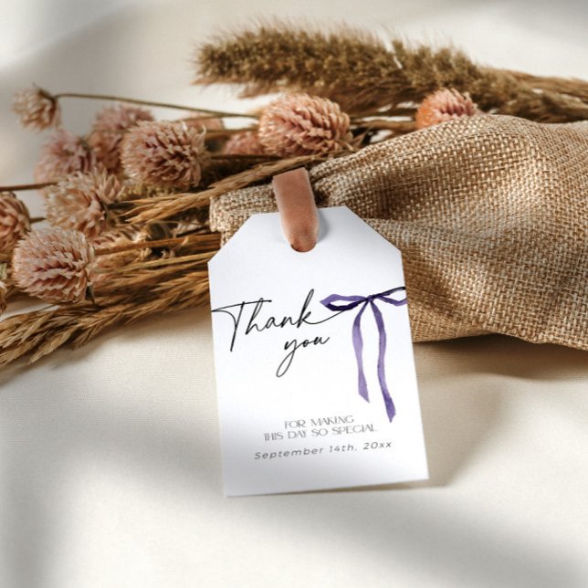 Presente Etiqueta de Agradecimento para Chá de Noiva com La (Thank you tag with puple bow)