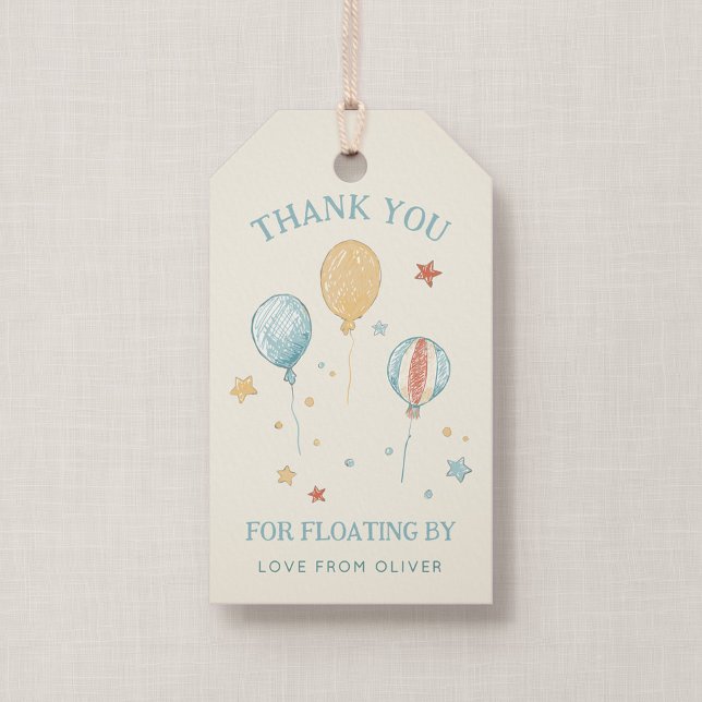 Presente Etiqueta de Agradecimento para Festa com Balões So (Balloon Daydream - Personalized Birthday Thank You Tag)