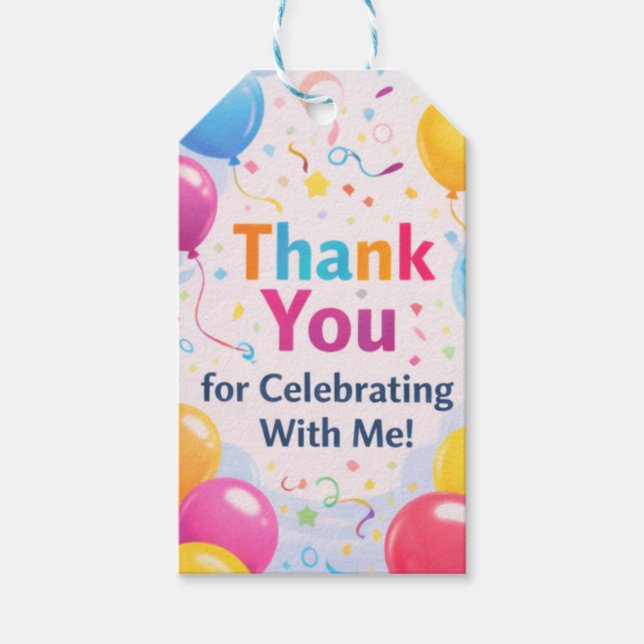 Presente Etiqueta de Agradecimento para Festa de Aniversári (Frente)