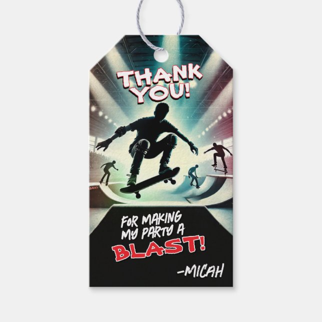 Presente Etiqueta de Agradecimento para Festa de Skate (Frente)