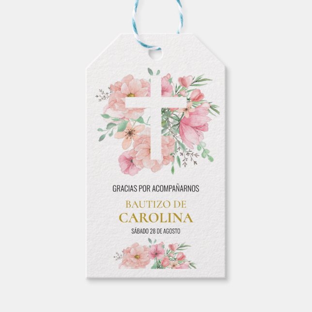 Presente Etiqueta de agradecimiento para bautização (Frente)
