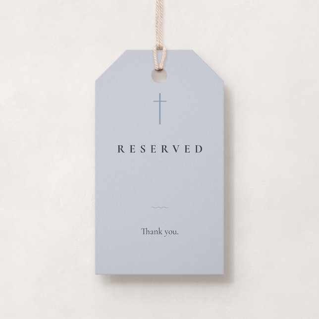 Presente Etiqueta de Assento Reservado Pequena para Banco d (Grace | Blue - Small Reserved Seating Church Pew Tag, Front)
