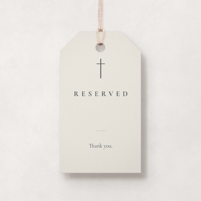 Presente Etiqueta de Assento Reservado Pequena para Banco d (Grace | Stone - Small Reserved Seating Church Pew Tag, Front)