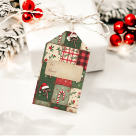 Presente Etiqueta de presentes para canas de retalhos natal