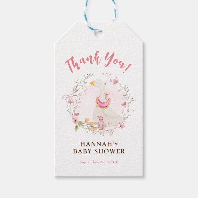 Presente Etiqueta de presentes para Chá de fraldas de ganso (Frente)