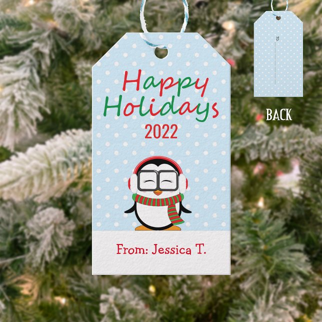 Presente Etiqueta de presentes para feriados felizes do Pin (Criador carregado)