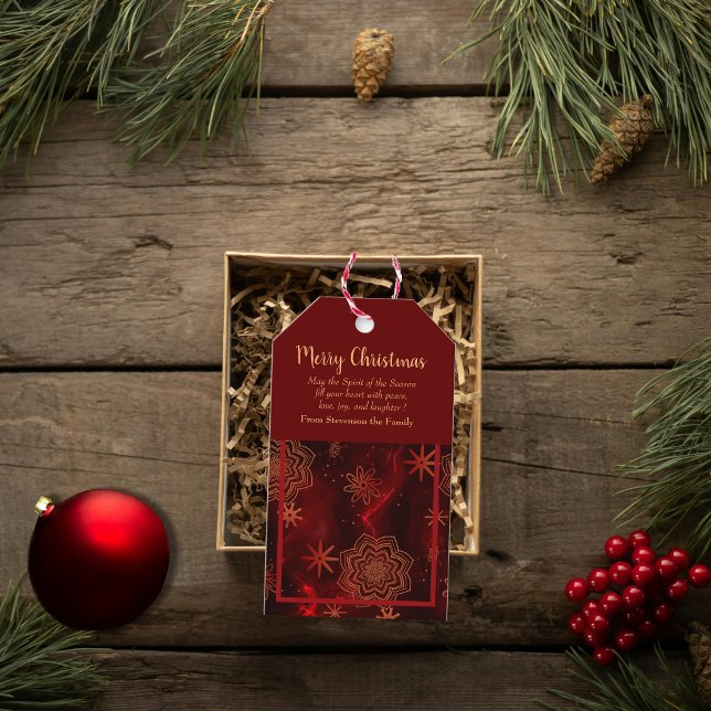Presente Etiqueta de presentes personalizada para o Natal V (Red Merry Christmas Personalized Gift Tag)