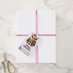 Presente Etiqueta de vaca de Natal festiva para doação de p