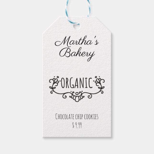 Presente etiqueta relativa ao preço da comida orgânica para (Frente)