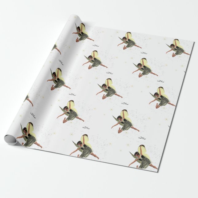 Presente Fada De Menina Com Papel De Molho Amarelo (Desenrolado)