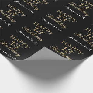 Presente Feliz 13 Aniversário Dourado Papel de Quebra de L