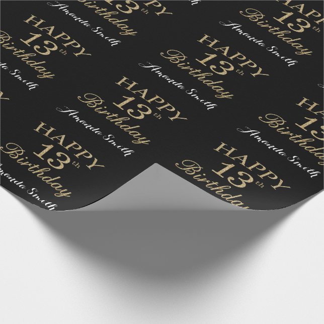 Presente Feliz 13 de Aniversário Dourado Papel de Lixeira (Ponta)