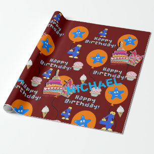 Presente Feliz 4.º aniversário Quebrando Balões de Papel