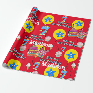Presente Feliz 7 Aniversário de Vazamento de Papel Balões