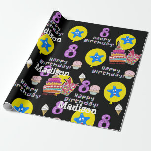 Presente Feliz 8.º aniversário Quebrando Balões de Papel