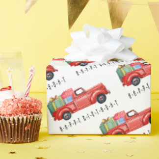 Presente Feliz Aniversário Caminhonete Vermelha E Papel de