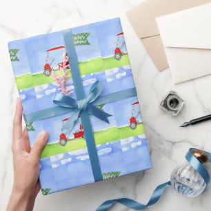 Presente Feliz Aniversário de Golfe com Papel de Embalagem 