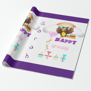 Presente Feliz Aniversário Enrolando Coruja de Papel